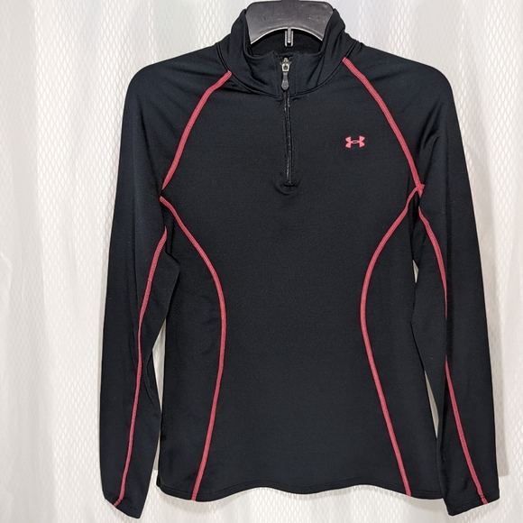 Under Armour Coldgear Semi-Fitted Quarter-Zip Running Jacket, Black/Pink, Medium - Picture 1 of 10